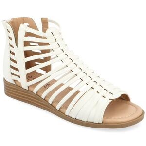 Journee Collection Women's Delilah Gladiator Sliver Wedge Sandals, White, 10M